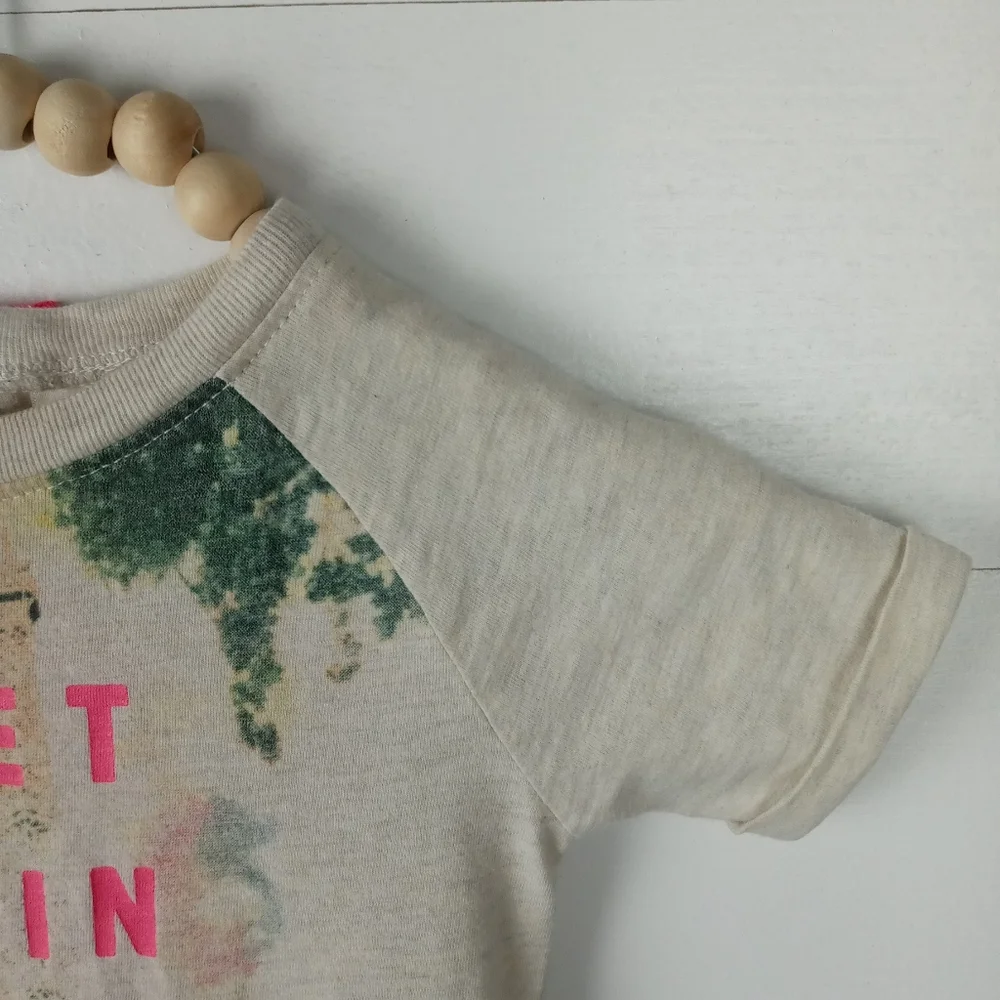 Oshkosh girls size 24 mos paris landscape design top with neon lettering cream